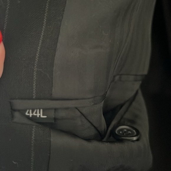 2 Piece Pin Stripe Suit Size 44L Men’s Black - Picture 4 of 6